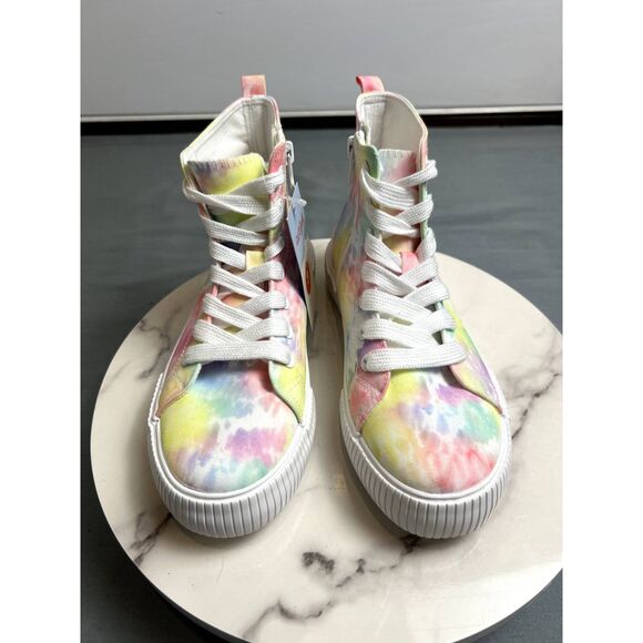 Cat & Jack Tie Dye Multicolor High Top Lace Up Zipper Sneakers Shoes SZ 3 NWT - Picture 2 of 9